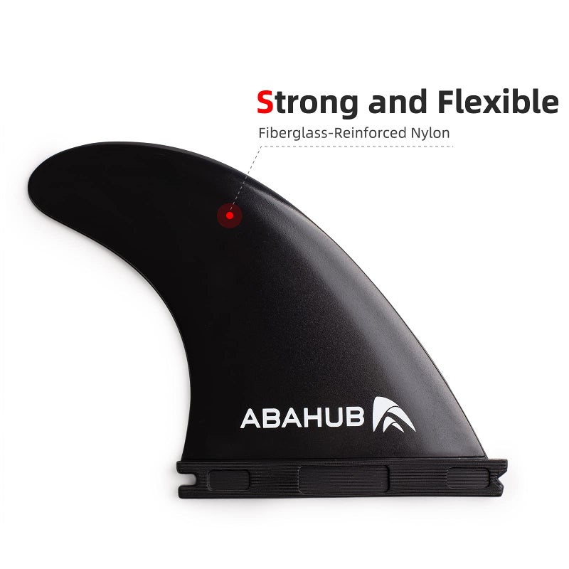 Abahub Surfboard Thruster Fins Set, Compatible with Future Style Fin Box, Fiberglass Reinforced High Performance Surf Fin for Surf Boards, Surfing Longboard, Shortboard, with Screws and Key, Black - Image 3